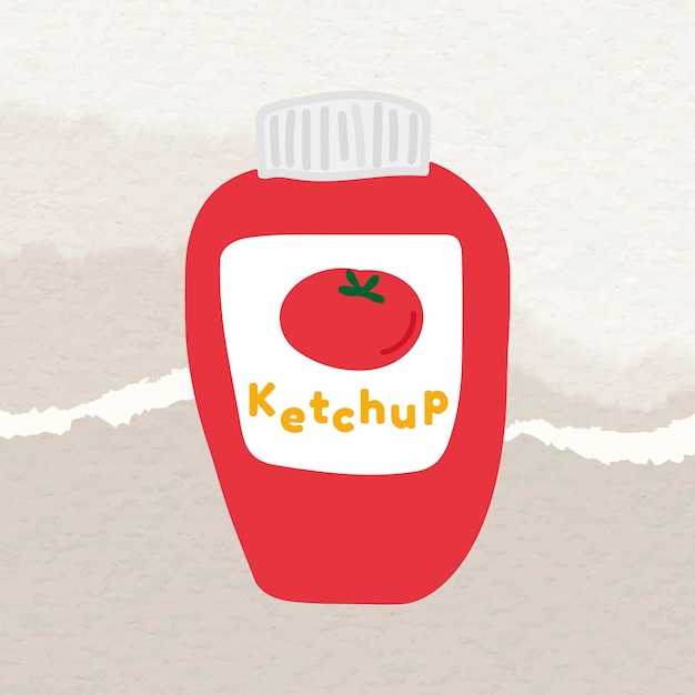 Free Vector cute ketchup sauce bottle doodle sticker vector