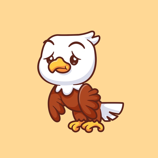 Free vector cute kid eagle bird sad cartoon vector icon illustration animal nature icon concept isolated premiu