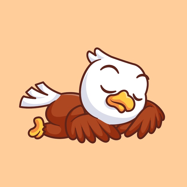 Free vector cute kid eagle bird sleeping cartoon vector icon illustration animal nature icon isolated flat