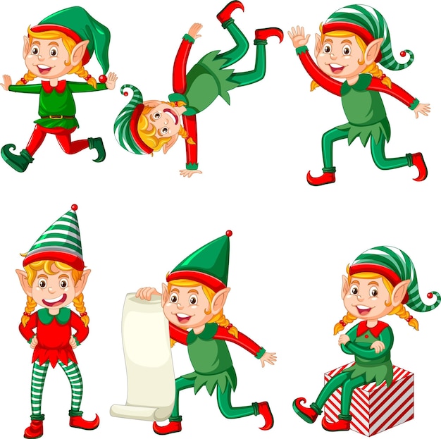 Free vector cute kid wearing elf costume cartoon