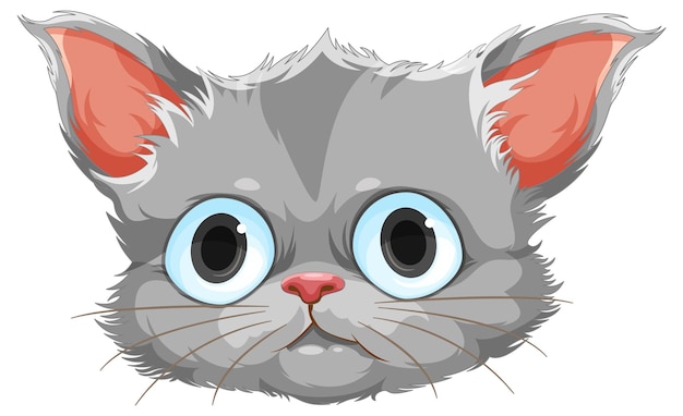 Cute Kitten Head in Cartoon Style