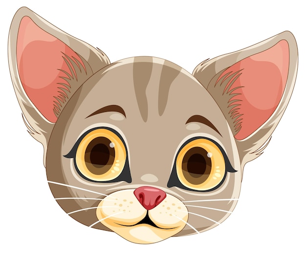 Cute Kitten Head in Cartoon Style