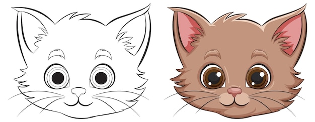 Cute Kitten Illustration Before and After