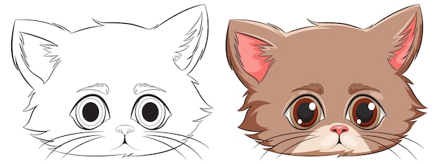 Free Vector cute kitten illustration before and after