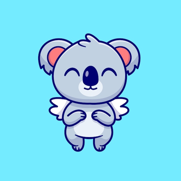 Free vector cute koala angel flying cartoon vector icon illustration. animal nature icon concept isolated flat