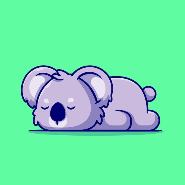 Cute Koala Sleeping Cartoon Illustration. 