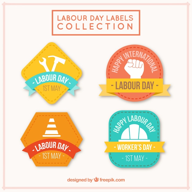 Free Vector cute labor day labels 