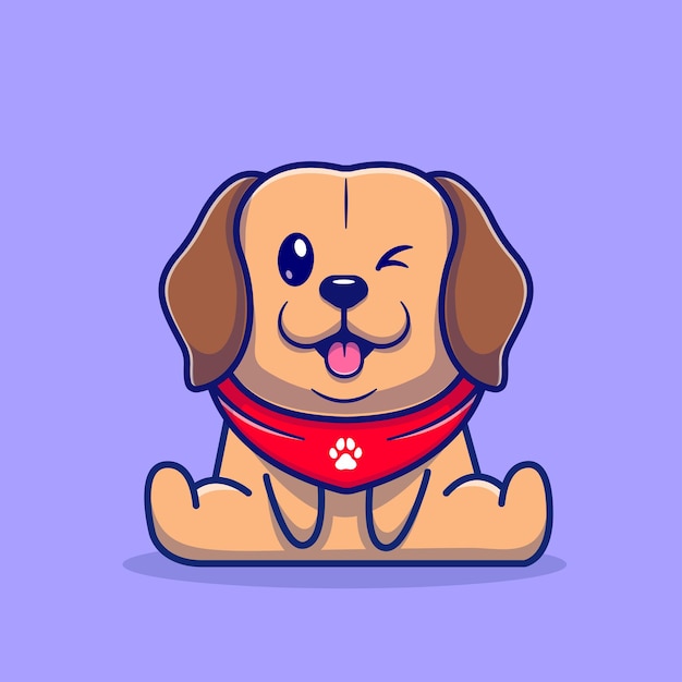 Cute Labrador Dog Sitting Cartoon Vector Icon Illustration Animal Nature Icon Concept Isolated