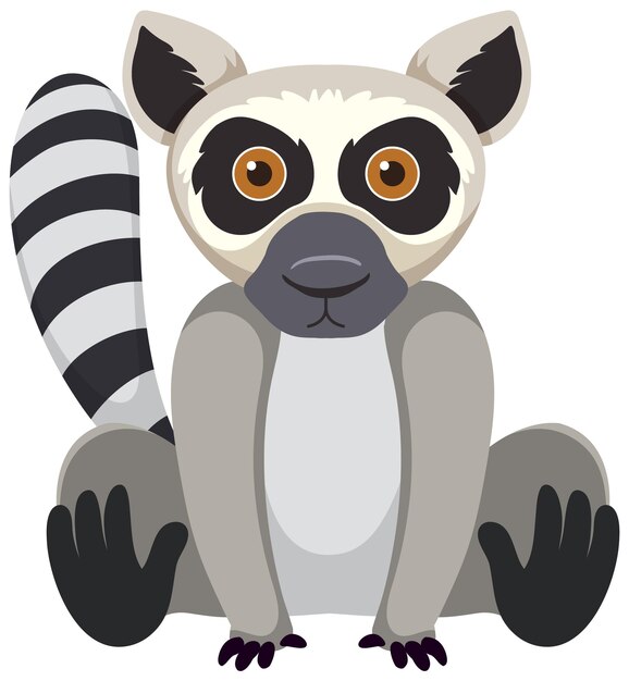 Cute lemur in flat style isolated