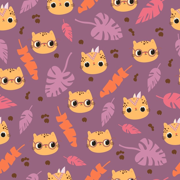 cute leopards seamless pattern