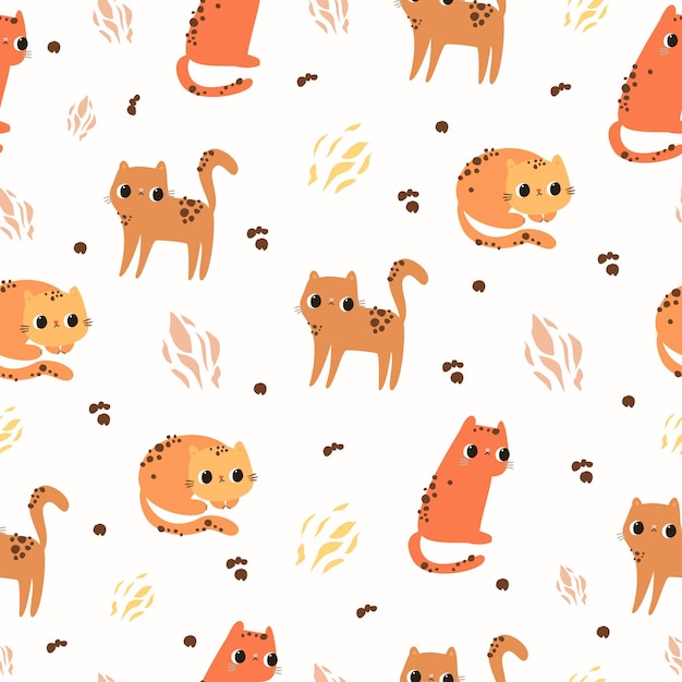 cute leopards seamless pattern