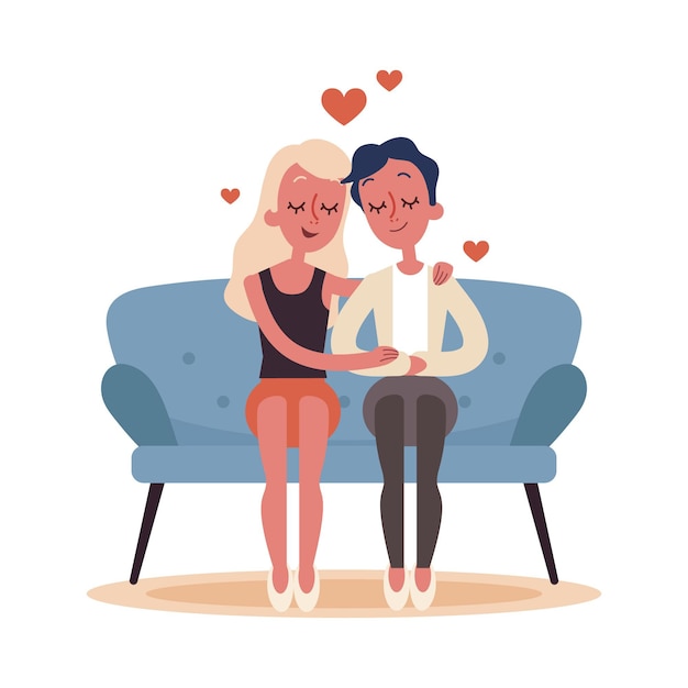 Cute lesbian couple illustrated