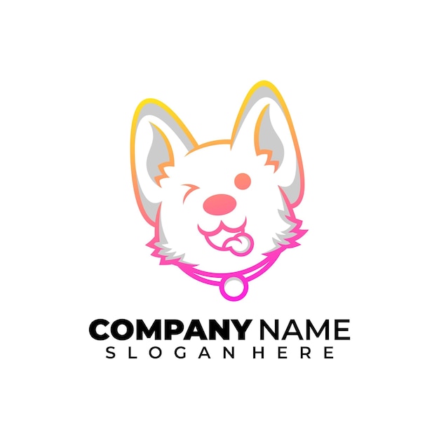 Free Vector cute line art dog logo