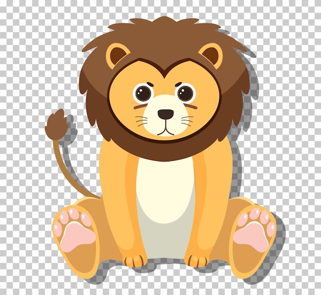 Cute lion in flat cartoon style