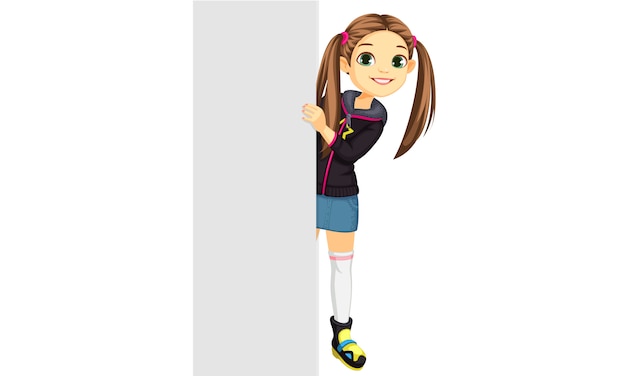 Free Vector cute little girl behind a board