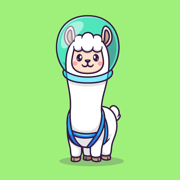 Free Vector cute llama alpaca astronaut cartoon vector icon illustration. science animal icon concept isolated