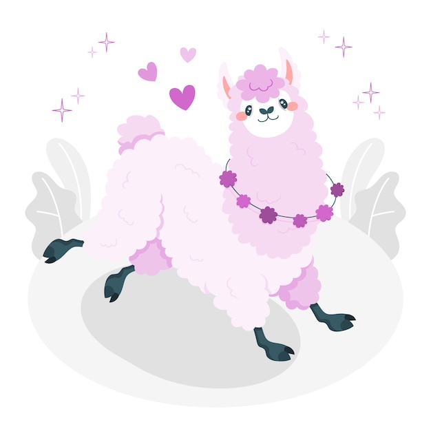 Free Vector cute llama concept illustration