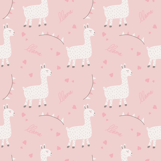 Cute Llama Seamless Pattern