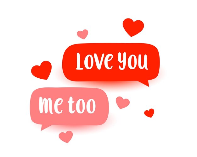 Cute love chat message with hearts design