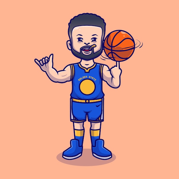 Free vector cute man playing basketball cartoon vector icon illustration. people sports icon concept isolated