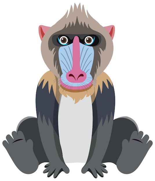 Free Vector cute mandrill in flat style