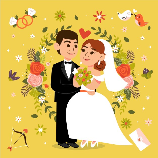 Cute married couple illustrated