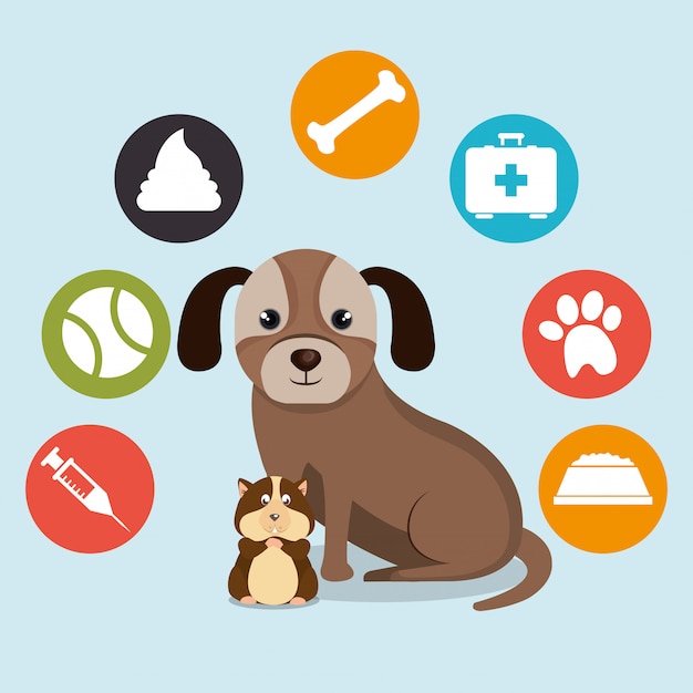 Free Vector cute mascots and pet shop icons