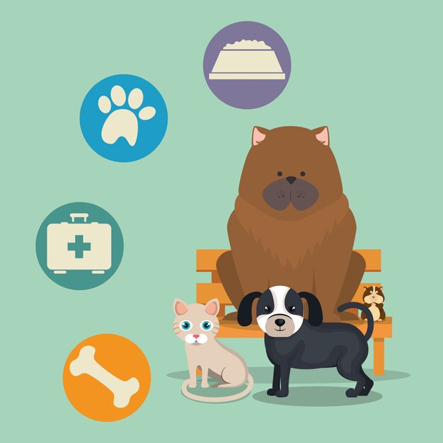 cute mascots and pet shop icons