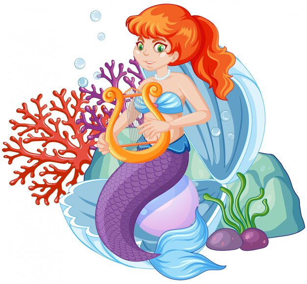 Cute mermaid cartoon character