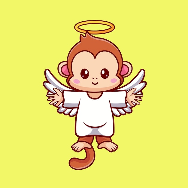 Free Vector cute monkey angel flying cartoon vector icon illustration animal holiday icon concept isolated flat