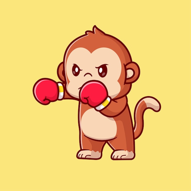 Free vector cute monkey boxing cartoon vector icon illustration animal sport icon isolated flat vector