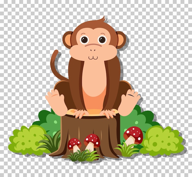 Free Vector cute monkey in flat cartoon style