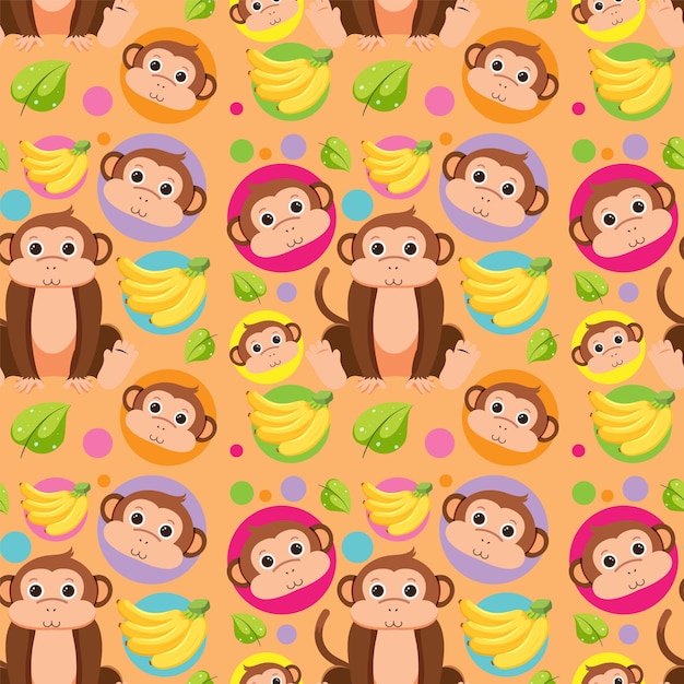 Cute monkey seamless pattern