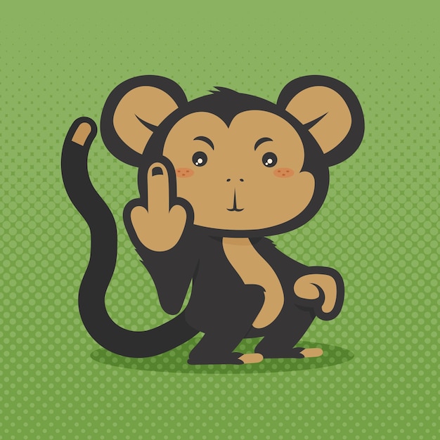 Free vector cute monkey showing the fuck you symbol