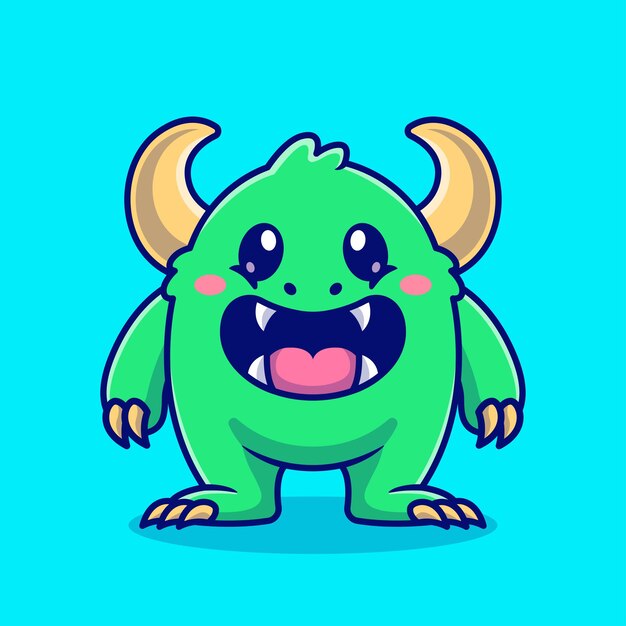 Cute Monster Kid Cartoon Vector Icon Illustration. Monster Holiday Icon Concept Isolated Premium Vector. Flat Cartoon Style