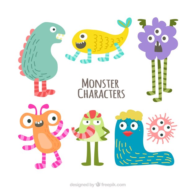 Cute monster set of six