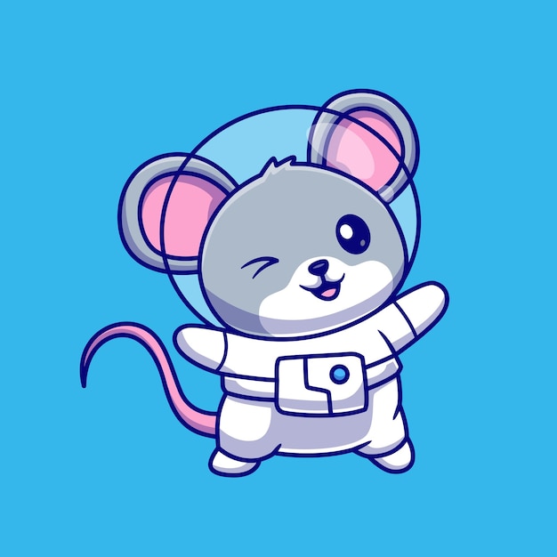 Free Vector cute mouse astronaut cartoon vector icon illustration animal science icon isolated flat vector