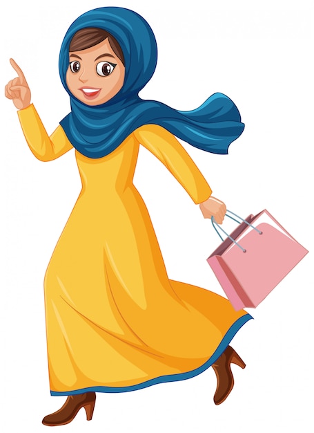 Free Vector cute muslim girl character