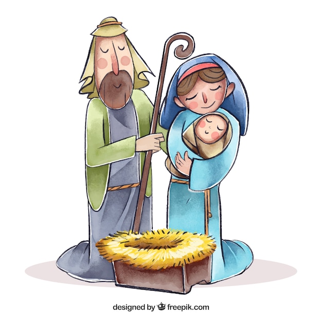 Free Vector cute nativity scene