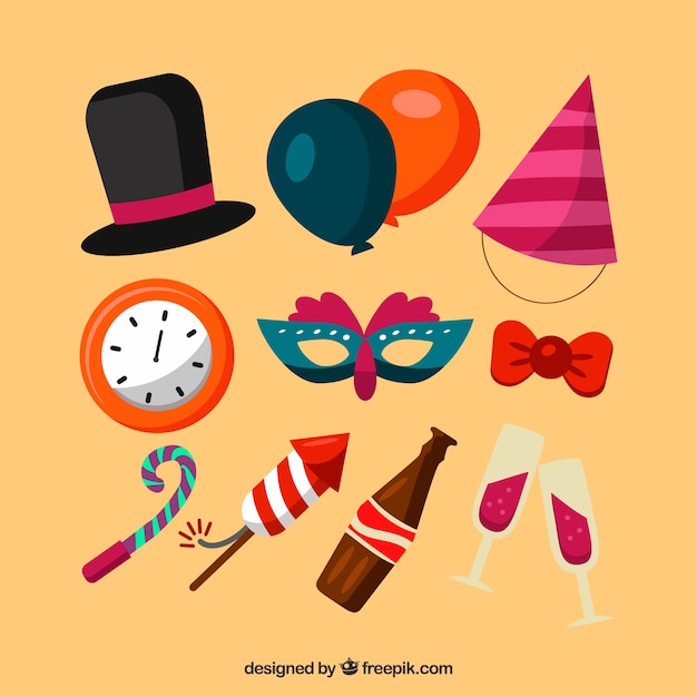 Free Vector cute new year 2018 party element collection