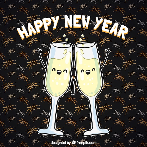 Free vector cute new year toast background