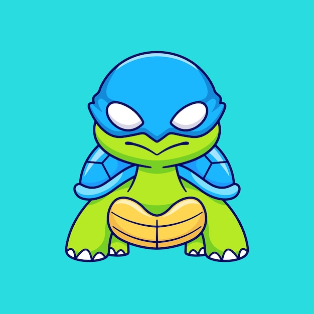 Free Vector cute ninja turtle cartoon vector icon illustration animal holiday icon isolated flat vector