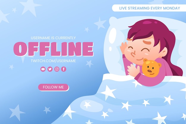 Free Vector cute offline twitch banner