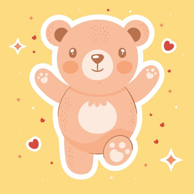 Cute orange bear celebrating