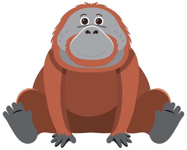 Cute orangutan in flat style isolated