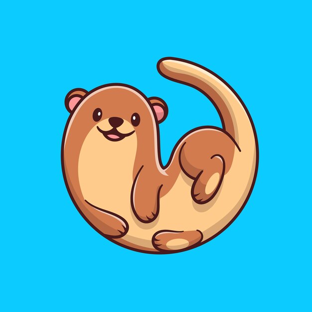 Cute Otter Cartoon   Illustration. Animal Nature  Concept Isolated  . Flat Cartoon Style