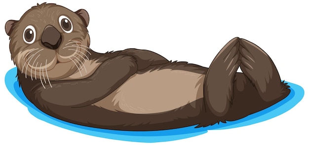 Free Vector cute otter floating in cartoon style