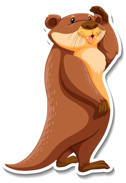 Free Vector cute otter wild animal cartoon sticker