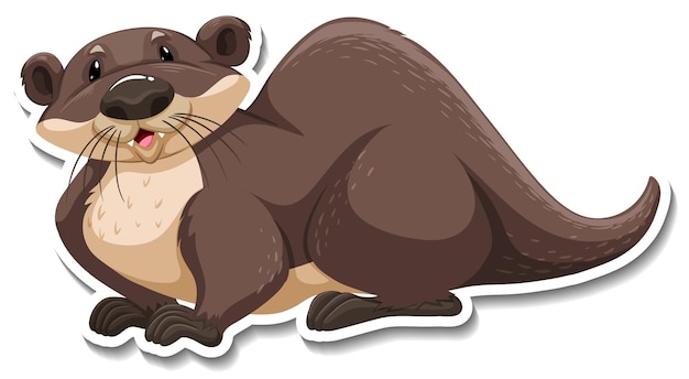 Cute otter wild animal cartoon sticker