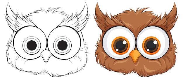 Cute Owl Illustration Before and After Coloring